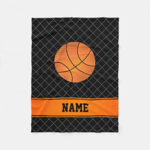 Custom name basketball black criss cross fleece blanket