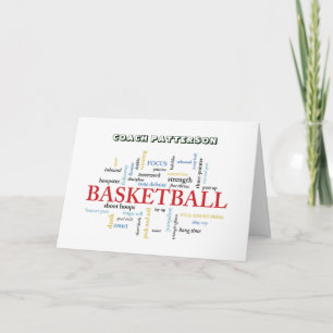 Custom Name Basketball Coach Thank You in Words Card