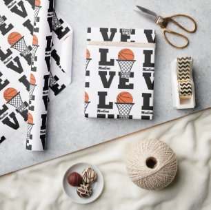 Custom Name Basketball Love Wrapping Paper