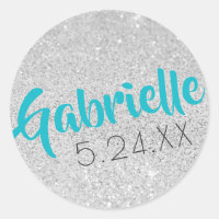 Custom Name Bat Mitzvah Silver Glitter U PICK FONT