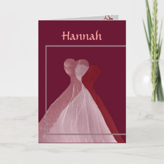 CUSTOM NAME Be My Bridesmaid Pink and Red Gowns Invitation