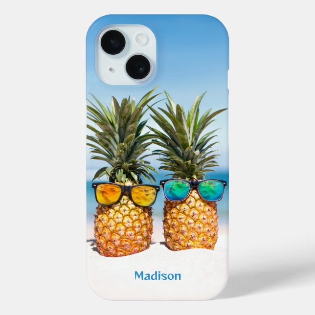 Custom Name Beach Pineapples Case-Mate iPhone Case (Back)