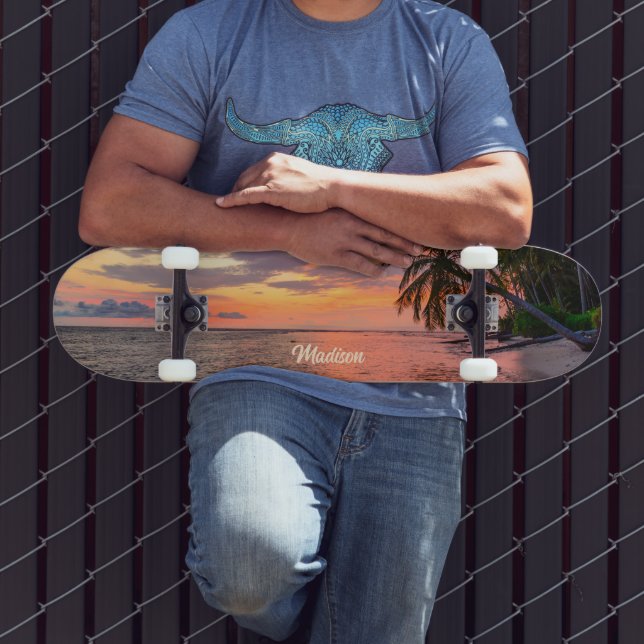 Custom Name Beach Sunset Skateboard (Outdoor 3)