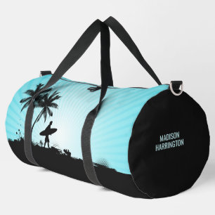 Custom Name Beach Surfer Duffle Bag