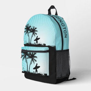 Custom Name Beach Surfer Printed Backpack