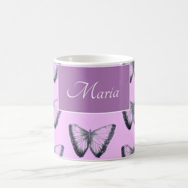 Custom Name Beautiful Butterfly Coffee Mug (Center)