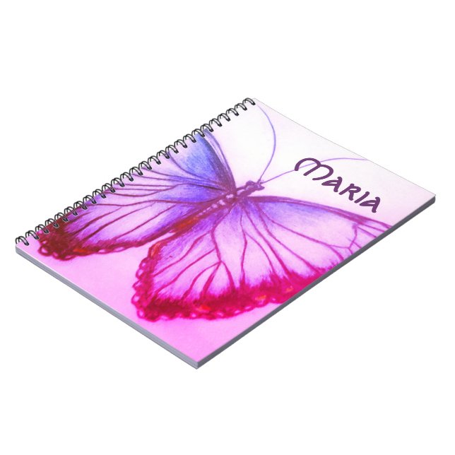 Custom Name Beautiful butterfly  Notebook (Left Side)
