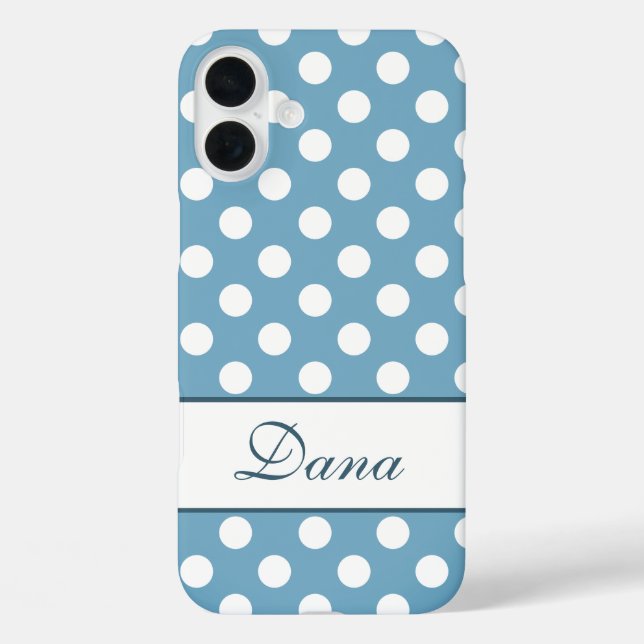 Custom Name, Beautiful Colour And White Polka Dots Case-Mate iPhone Case (Back)