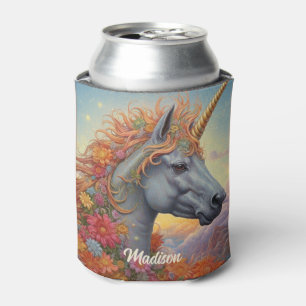 Custom Name Beautiful Unicorn Can Cooler