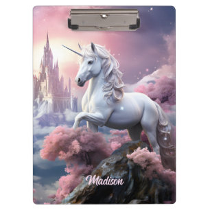 Custom Name Beautiful Unicorn Clipboard