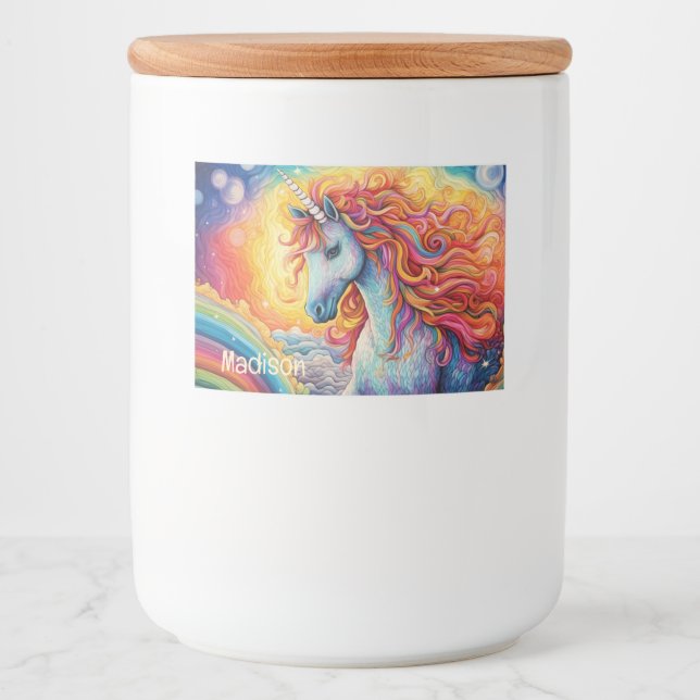 Custom Name Beautiful Unicorn Food Label (Front)