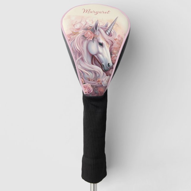 Custom Name Beautiful Unicorn Golf Head Cover (Front)