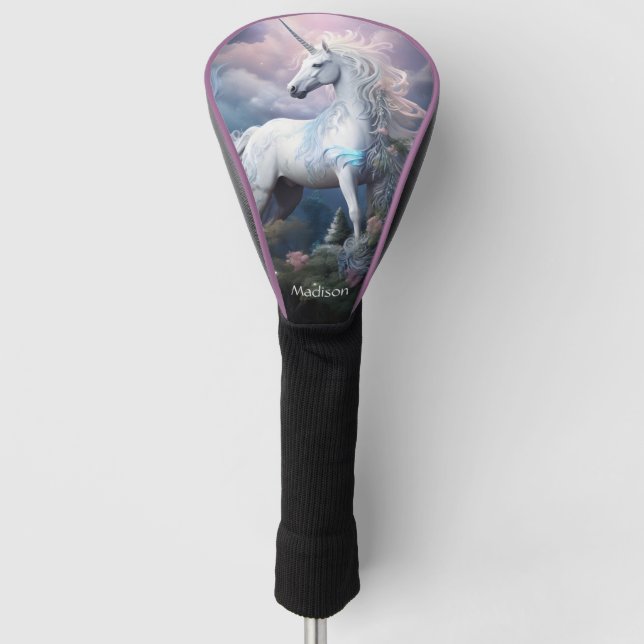 Custom Name Beautiful Unicorn Golf Head Cover (Front)