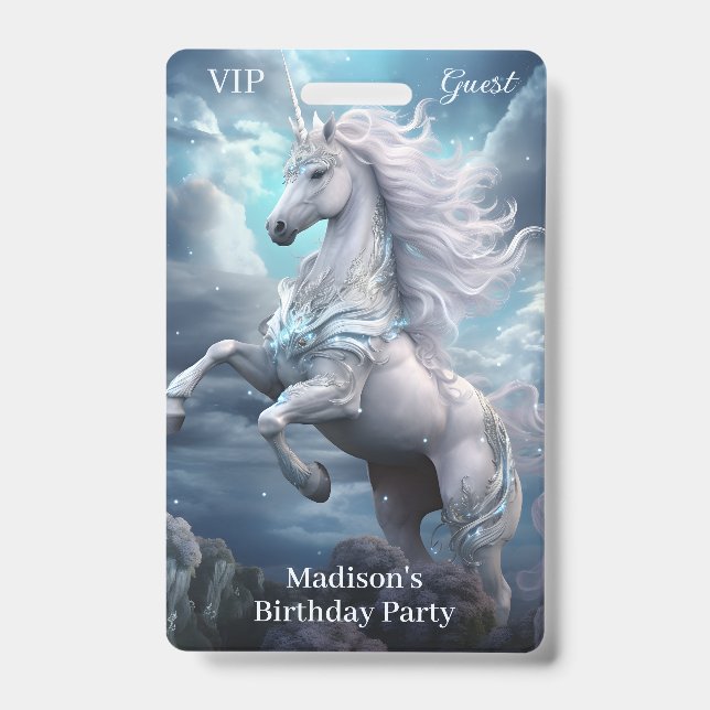 Custom Name Beautiful Unicorn ID Badge (Front)