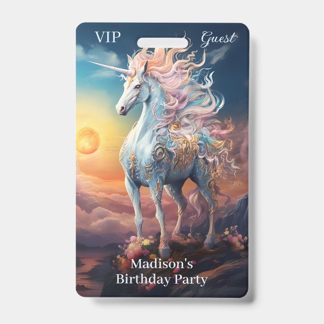Custom Name Beautiful Unicorn ID Badge (Front)
