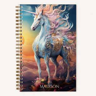 Custom Name Beautiful Unicorn Notebook