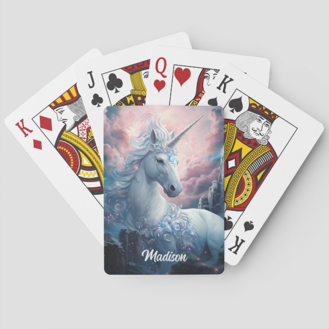 Custom Name Beautiful Unicorn Playing Cards (Back)