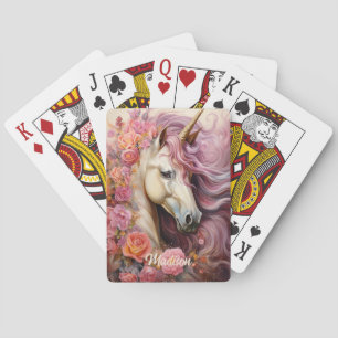 Custom Name Beautiful Unicorn Playing Cards