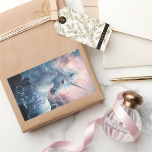 Custom Name Beautiful Unicorn Rectangular Sticker