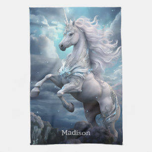 Custom Name Beautiful Unicorn Tea Towel