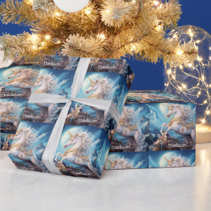Custom Name Beautiful Unicorn Wrapping Paper