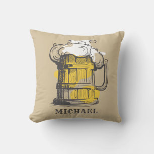 Custom name Beer Ilustration Cushion