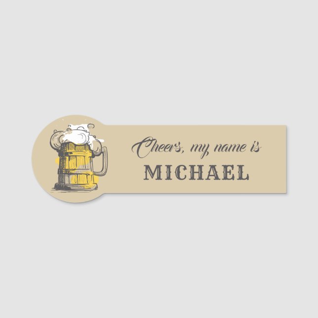 Custom name Beer Ilustration Tag (Front)