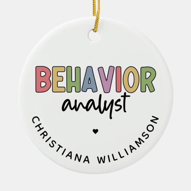 Custom Name Behaviour Analyst BCBA Gifts Ceramic Tree Decoration (Front)