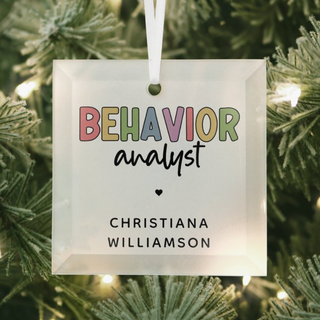 Custom Name Behaviour Analyst BCBA Gifts Glass Tree Decoration (Insitu)