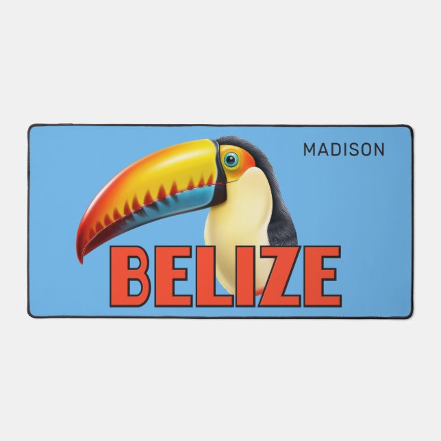 Custom Name BELIZE Toucan Desk Mat (Front)