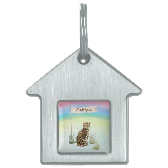 Custom Name Bengal Cat Pet ID Tag (Front)