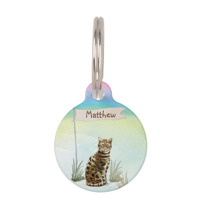 Custom Name Bengal Cat Pet Tag (Front)