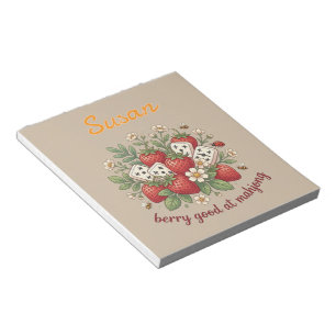 Custom Name Berry Good at Mahjong Retro Notepad
