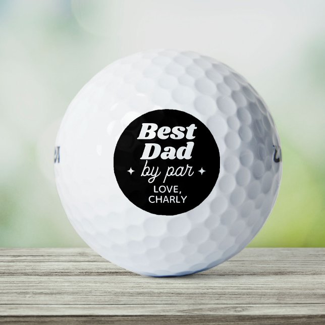 Custom Name Best Dad By Par Retro Cool Golf Balls (Dad golfer alert! Your best dad by par deserves this cool Father's Day gift!)