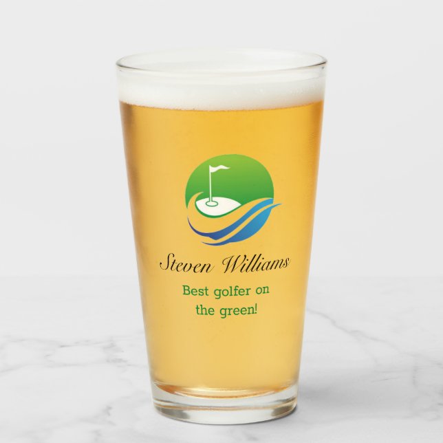 Custom Name Best Golfer Beer Glass (Front Filled)