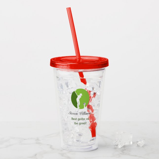 Custom Name Best Golfer Plastic Tumbler (Front Ice)