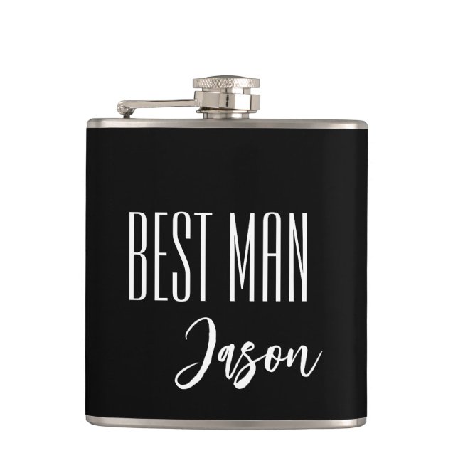 Custom Name Best Man Flask (Front)