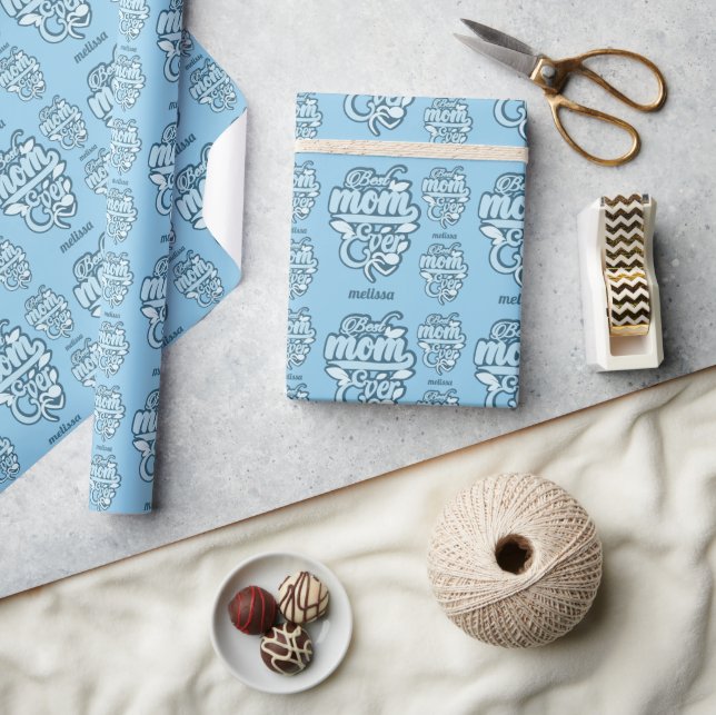 Custom Name "Best Mum Ever" Wrapping Paper (Crafts)