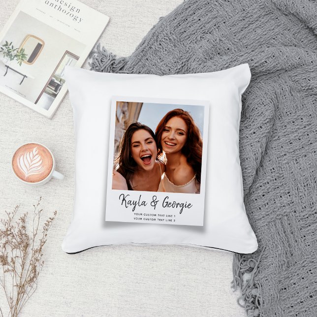Custom Name Bestie Photo Friends Sisters BFF Fun Cushion (Make friendship sparkle! This pillow is guaranteed to turn heads and steal the show on any couch.)