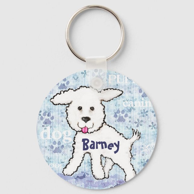 Custom Name Bichon Frise Dog Keychain (Front)