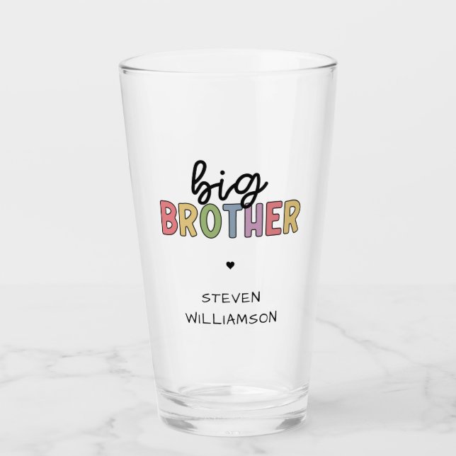 Custom Name Big Brother Cute Personalised  Glass (Front)