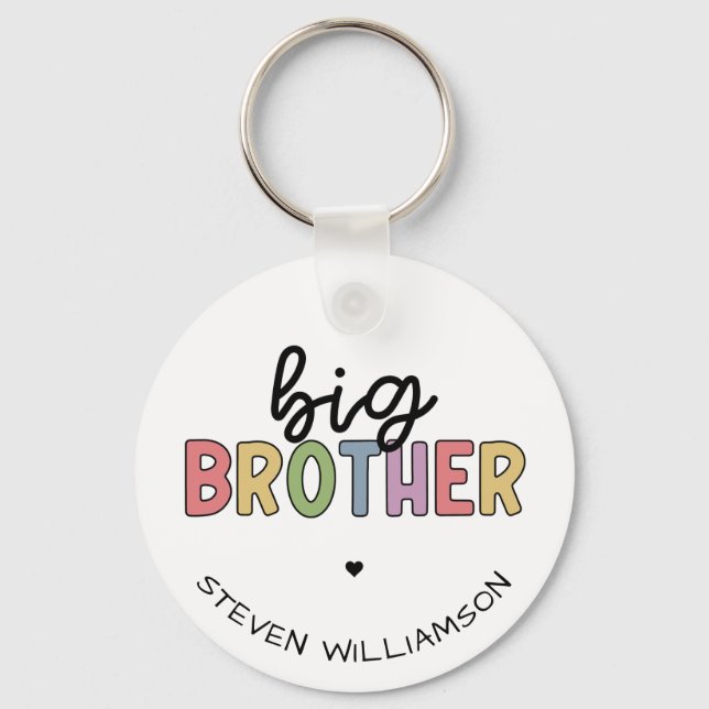Custom Name Big Brother Cute Personalised Key Ring (Front)
