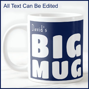 Custom Name Big Mug Navy Blue White Fun Novelty  