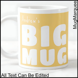 Custom Name Big Mug Pale Yellow Funny Novelty  