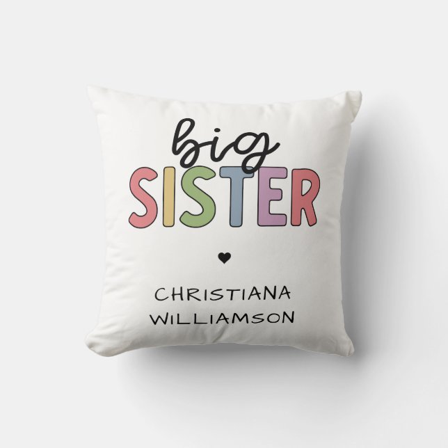 Custom Name Big Sister Cute Personalised Cushion (Front)
