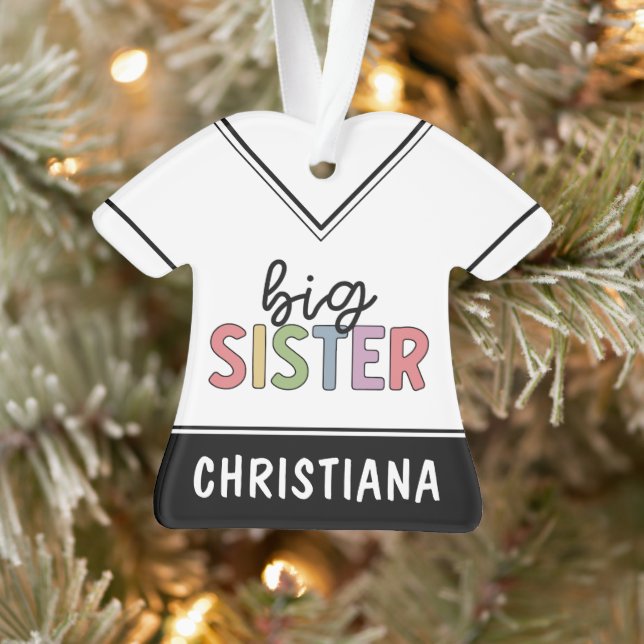 Custom Name Big Sister Cute Personalised Ornament (Tree)