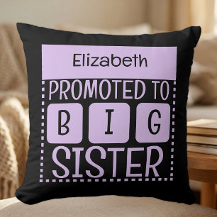 Custom name big sister purple cushion