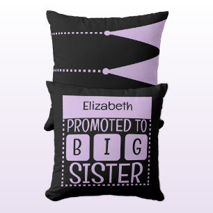 Custom name big sister purple cushion