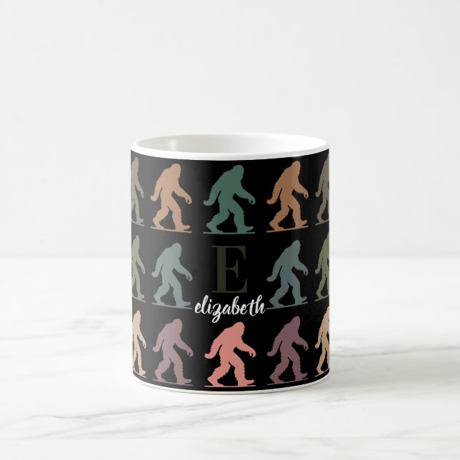 Custom Name Bigfoot Gift Retro Sasquatch Drinkware Coffee Mug (Center)