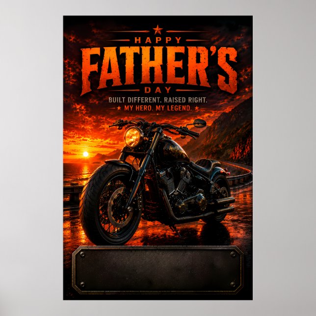 Custom Name Biker Dad Father's Day Poster Gift (Front)